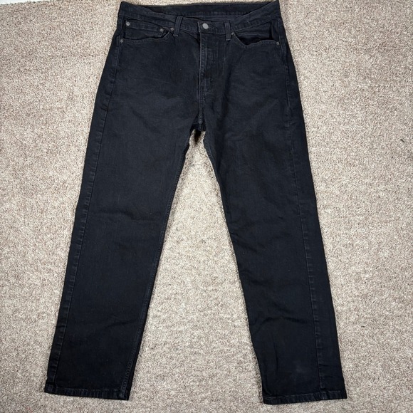 Levi's 505 Regular Fit Jeans Mens 36x30 (Fits 35x30) Black Denim Western Pants - Picture 1 of 7